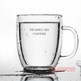 双层玻璃马克杯星巴克波顿水杯带盖大号情侣咖啡杯牛奶花茶杯包邮