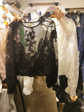 韩国东大门女装复古透视刺绣蕾丝衫上衣罩衫女