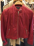 主妇代购 MassimoDutti 女士3月骑手款红色真皮夹克皮衣4715565