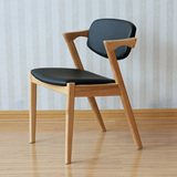 北欧简约餐椅酒店日式家用高档皮艺休闲咖啡椅子设计师椅宜家Z椅