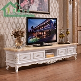 欧式大理石电视柜茶几组合实木雕花现代描金新古典电视柜 包邮