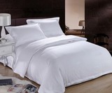 宾馆酒店纯棉全棉平纹贡缎床品用品三四件套纯白色床单被套4060支