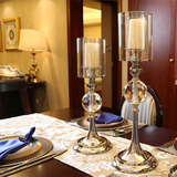 新古典欧式欧美样板房间摆设 客厅家居软装饰品玻璃烛台摆件