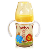 bobo/乐儿宝 婴儿宽口径ppsu奶瓶带把手自动吸管160ml正品
