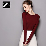 ZK女装2016春装新款打底毛衣女款套头女修身短款毛衣长袖毛线衣潮