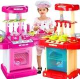 儿童多功能仿真厨房厨具餐具组合装手提箱男女孩过家家益智玩具