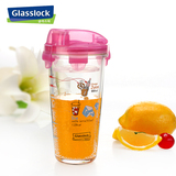 包邮韩国三光云彩GLASSLOCK透明玻璃水杯子带盖刻度花茶杯PC318