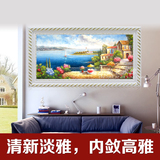 纯手绘油画沙发背景墙客厅装饰画欧式地中海山水风景油画玄关壁画