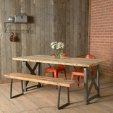 美式乡村铁艺实木餐桌椅高档LOFTF风格桌子复古餐桌桌椅套件家具