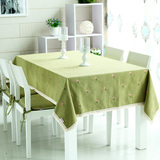 桌布餐桌布套装绣花布艺欧式田园绿色简约茶几布咖啡厅长方形台布