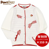 Pawinpaw宝英宝韩国童装2016年春款女童白色蝴蝶结装饰针织开衫