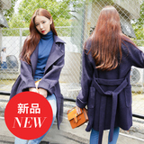 韩版新款呢子大衣秋冬季女士中长款加棉加厚宽松羊绒毛呢风衣外套