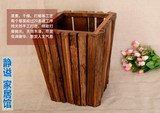 泰国进口柚木创意高档垃圾桶 东南亚家居酒店会所实木拼木垃圾桶