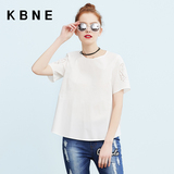 KBNE2016夏装新款刺绣花镂空圆领短袖上衣女