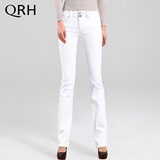 QRH 2016春季白色牛仔裤女长裤宽松显瘦弹力小直筒牛仔裤子Q6062