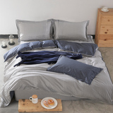 纯棉四件套全棉简约条纹格子1.8m双人床被套床上用品1.5米床4件套