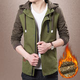 新款秋季男士夹克 连帽外套韩版修身青年薄款男装立领秋冬装2015