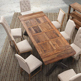 美式铁艺 大尺寸餐桌 复古LOFT 风格实木铁艺餐桌美式乡村工作台
