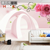 现代简约3d立体客厅卧室无纺布墙纸粉红玫瑰电视背景壁纸大型壁画