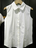 职业阿玛施特价旗舰店20016春夏装新款衬衣无袖修身白色衬衫女