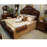 1.8古典欧式床奢华实木雕刻真皮床双人床美式床卧室家具婚床复古