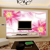 3D立体大型无缝UV壁纸壁画高清简约紫色梦幻花卉客厅电视背景墙纸