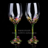 珐琅彩水晶玻璃红酒杯酒具套装欧式创意高脚杯葡萄酒杯结婚香槟杯