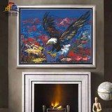 3D油画鹰欧式手绘立体油画办公室客厅卧室玄关 装饰画有框画挂画