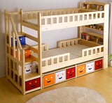 出口日本全实木儿童楼梯床梯柜床储物床双层床带收纳书架子母床