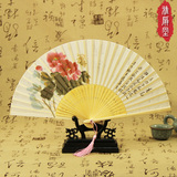 夏季中国风真丝印花古典折叠扇子日式折扇杭州小巧竹质日用扇女