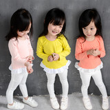 女童2016秋装新款t恤韩版宝宝儿童 童装木耳边长袖棉质打底衫上衣