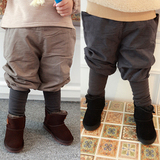 冬装童装新款韩国风男童小童宝宝灯芯绒假两件裤子加绒加厚0-3岁