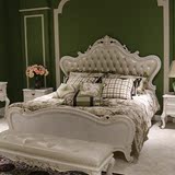 欧式床真皮床 1.8米白色田园美式婚床简约实木床做旧双人床大床