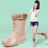 水鞋雨鞋雨靴女士韩国时尚冬季夏季两用加绒保暖防滑中筒防水套鞋