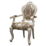 欧式书椅带扶手椅 餐椅 实木雕刻椅子 时尚餐椅 白色布艺办公书椅