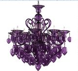 8头紫色节能灯书房3年泡泡意大利艺术玻璃灯个性客厅餐厅卧室吊灯
