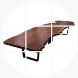 美式实木餐桌原木办公桌会议长桌 铁艺工作台电脑书桌不规则茶桌