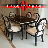 新古典餐桌椅组合 欧式餐厅6人餐桌长方桌 美式样板房家用餐桌椅