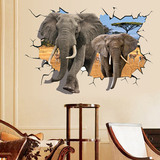 3D立体感装饰画客厅沙发电视背景墙壁墙贴纸儿童房间创意贴画大象