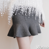 warmo2015秋冬韩国代购韩版修身高腰针织鱼尾荷叶边半身裙包臀裙