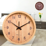 美时客厅挂钟卧室静音时钟时尚仿木复古挂表现代简约创意石英钟表