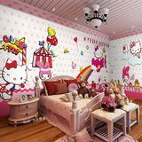 无缝大型壁画可爱粉色HELLO KITTY猫卧室KTV壁纸主题儿童卡通墙纸