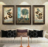 客厅餐厅卧室装饰简约欧美式有框画复古手绘油画蝴蝶玉兰花卉FF07