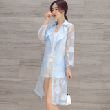 2016夏季新款韩版女装欧根纱风衣外套女中长款薄款防晒衣空调衫潮