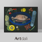 艺达利简欧餐厅装饰画现代饭厅挂画 儿童房创意抽象油画-鱼的循环
