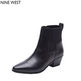 Nine West/玖熙新款尖头粗跟短靴中跟女靴301036862L/P