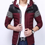 2015新款冬装青年男士羽绒服潮男短款外套韩版修身加厚拼接学生装