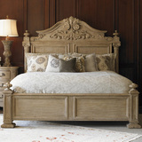 美式乡村全实木床复古做旧雕花仿古床卧室双人床1.5/1.8米可定制