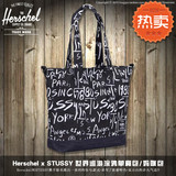2015新款美国潮牌Herschel STUSSY文字涂鸦男女士手提斜挎单肩包