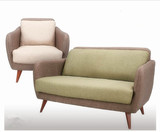 包邮时尚休闲特色沙发椅双人位实木布艺沙发椅茶餐厅咖啡厅沙发椅